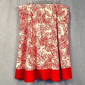 NWT Lane Bryant Pleated Fern Pattern Midi Skirt Sz 20 Linen Cotton Blend POCKETS